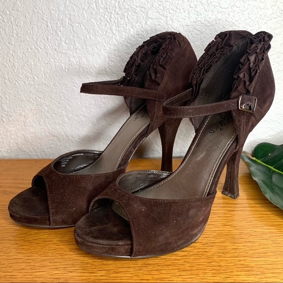 Fergie Genuine Leather Suede Brown Heels